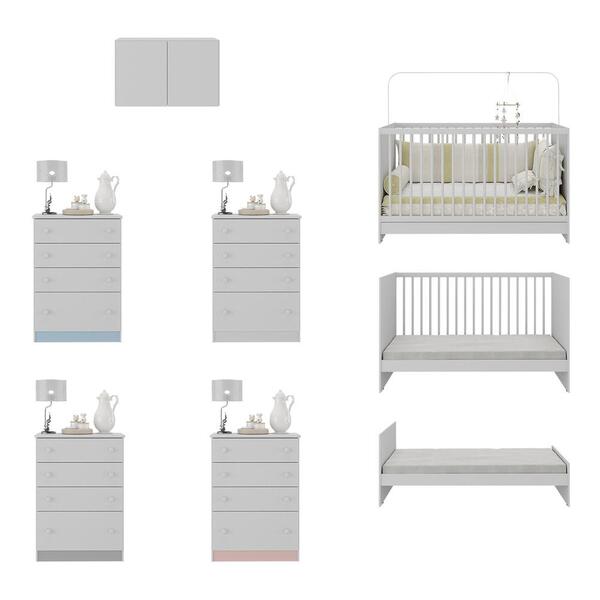 Berço 3 Em 1 Com Armário Aéreo E Cômoda Multimóveis Mp4146 - Imagem 3