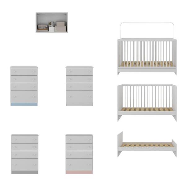 Berço 3 Em 1 Com Armário Aéreo E Cômoda Multimóveis Mp4146 - Imagem 4