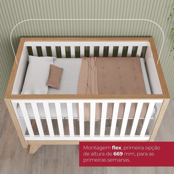 Berço 3 Em 1 Mini Cama Noah Espresso Móveis Branco/jequitibá - Imagem 5