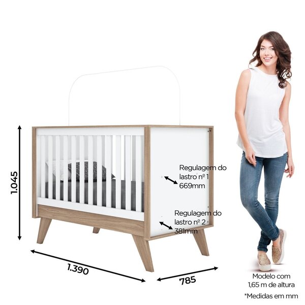 Berço 3 Em 1 Mini Cama Noah Espresso Móveis Branco/jequitibá - Imagem 8