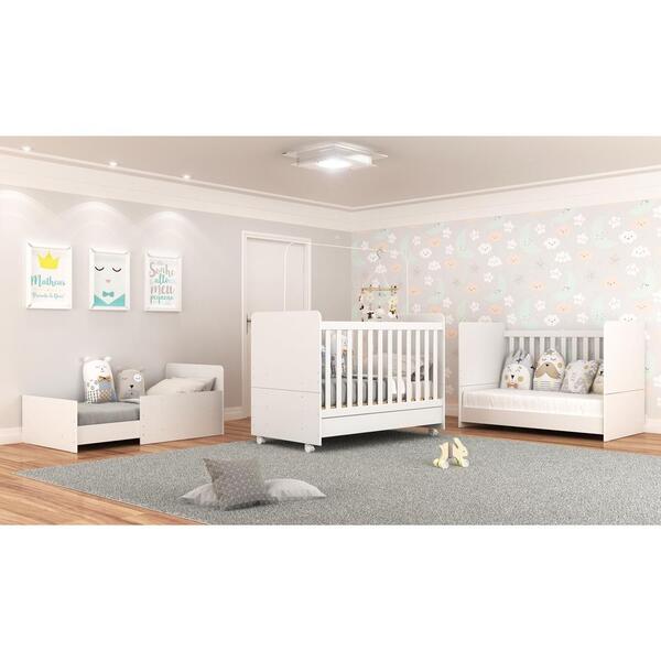 Berço Americano 3 Em 1 Com Rodízios Para Colchão 70 X 130 Cm Multimóveis Pimpolho Fg0504b Branco - Imagem 6