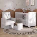 Berço Americano 3x1 Com Poltrona De Amamentação E Puff Pimpolho Multimóveis Mp4083