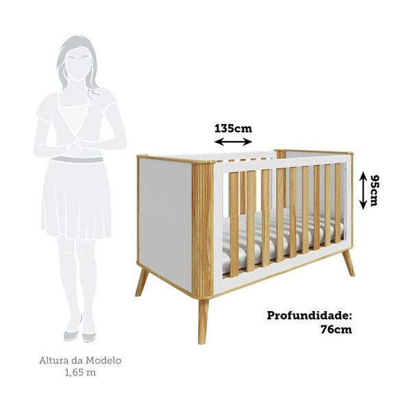 Berço Arredondado Evolutivo Americano 4 Em 1 Luly 100% Mdf Espresso Móveis Off White/amêndoa - Imagem 4