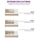 Berço Cama Multifuncional Auri Com 2 Gavetas E Cama Auxiliar Casatema Madeiraoriginals Carvalho mel/branco - Imagem 4
