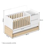 Berço Cama Multifuncional Auri Com 2 Gavetas E Cama Auxiliar Casatema Madeiraoriginals Carvalho mel/branco - Imagem 5