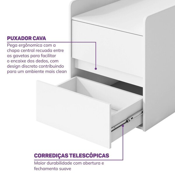 Berço Cama Multifuncional Auri Com 2 Gavetas E Cama Auxiliar Casatema Madeiraoriginals Carvalho mel/branco - Imagem 8