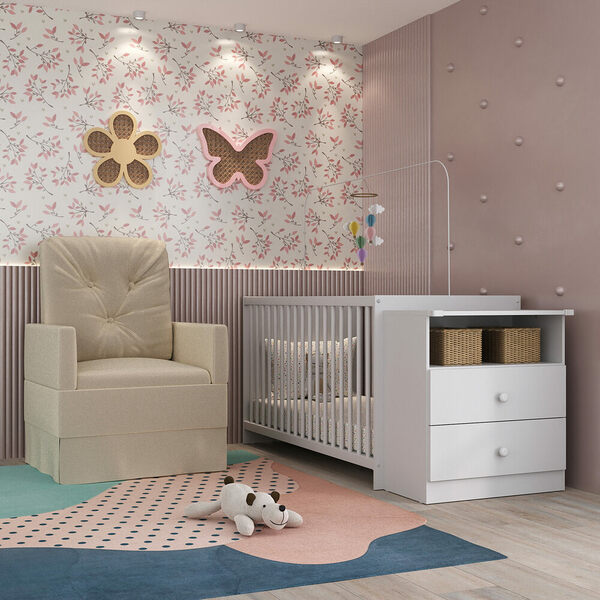 Berço Cômoda Com Colchão Incluso E Poltrona De Amamentação Meu Bebê Multimóveis Mp4090 - Imagem 3