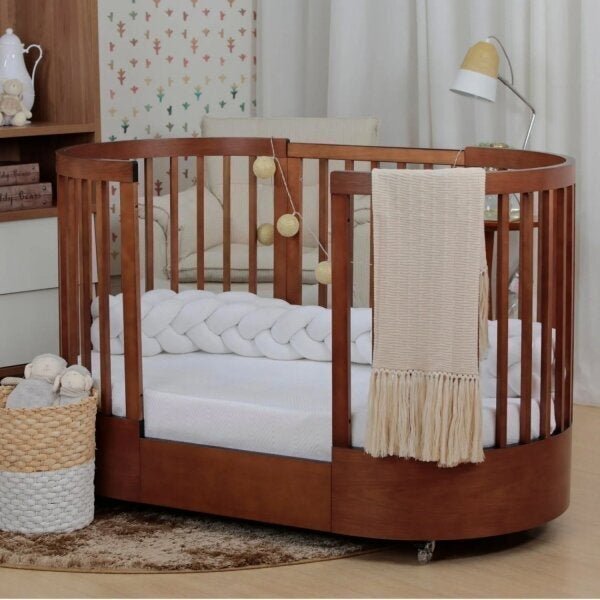 Berço Evolutivo Redondo Mini Cama 3 Em 1 Encanto Mel - Imagem 3