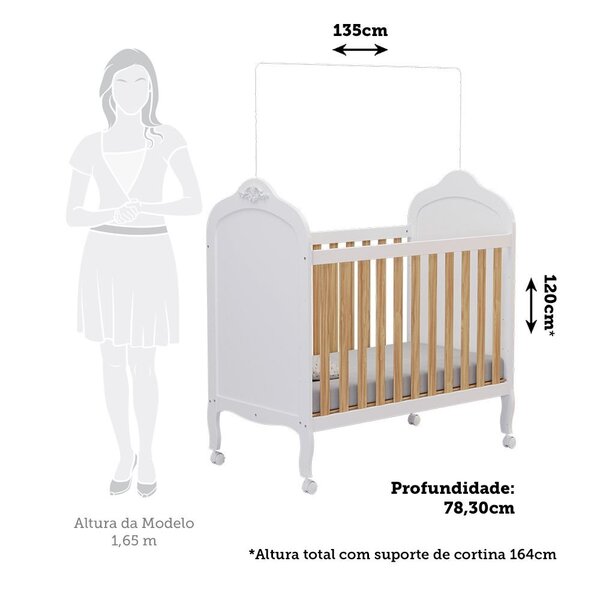 Berço Mini Cama 3 Em 1 100% Mdf Maya Espresso Móveis Branco Brilho/amêndoa - Imagem 6