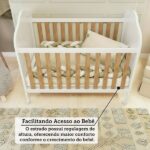 Berço Mini Cama 3 Em 1 100% Mdf Maya Espresso Móveis Branco Brilho/amêndoa - Imagem 3