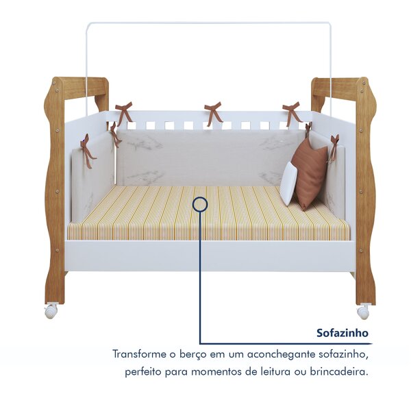 Berço Mini Cama 3 Em 1 Soninho 100% Mdf Amadeirado - Imagem 3