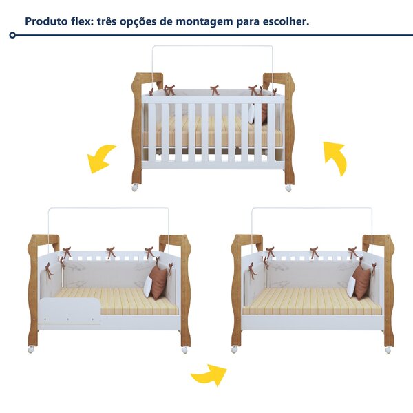 Berço Mini Cama 3 Em 1 Soninho 100% Mdf Amadeirado - Imagem 7