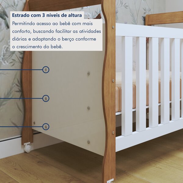 Berço Mini Cama 3 Em 1 Soninho 100% Mdf Amadeirado - Imagem 10