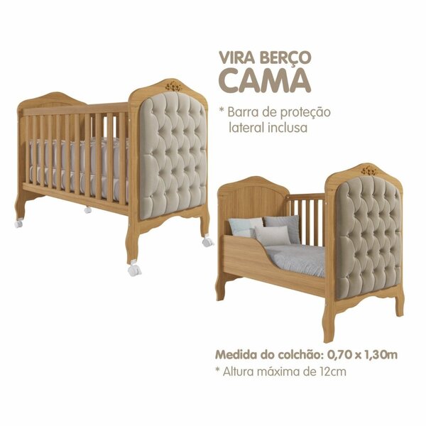 Berço Mini Cama Com Capitonê Alegria Espresso Móveis Nature - Imagem 5
