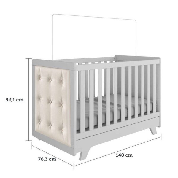 Berço Mini Cama Com Capitône Retrô 100% Mdf Branco/corino Bege - Imagem 7