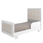 Berço Mini Cama Com Capitône Retrô 100% Mdf Branco/corino Bege - Imagem 4
