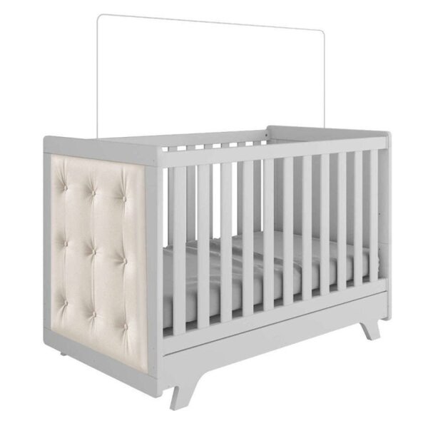 Berço Mini Cama Com Capitône Retrô 100% Mdf Branco/corino Bege - Imagem 10