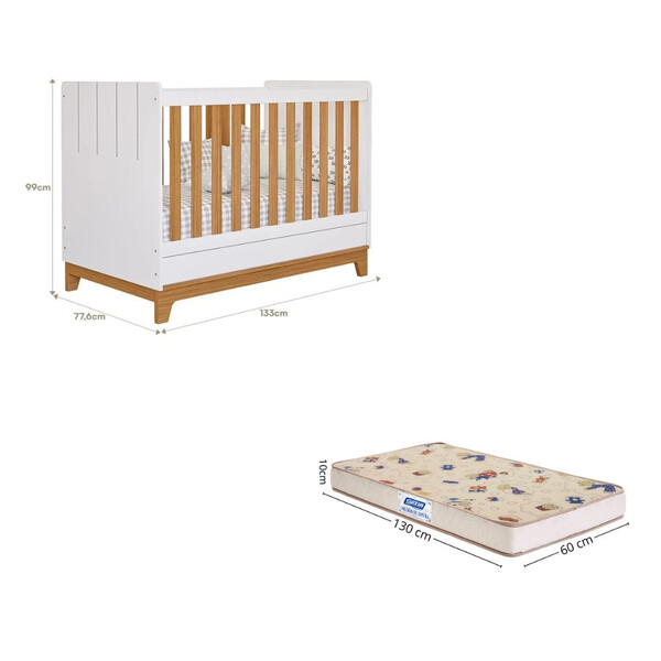 Berço Mini Cama Com Colchão 100 Mdf Liza Permobili Gazin - Imagem 5