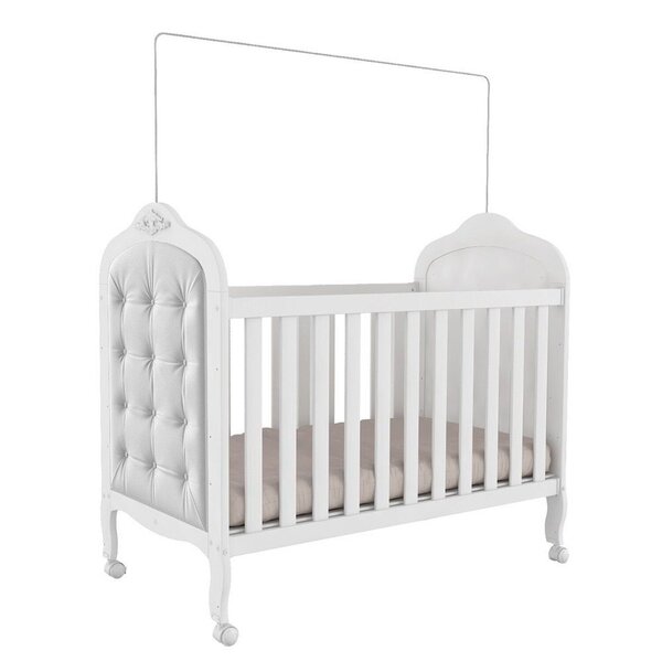 Berço Minicama 3 Em 1 Com Capitonê 100% Mdf Maya Espresso Móveis Branco Brilho/corino Branco - Imagem 3