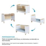 Berço Minicama 4 Em 1 Americano 100% Mdf Levy Espresso Móveis Branco Brilho/amêndoa - Imagem 9