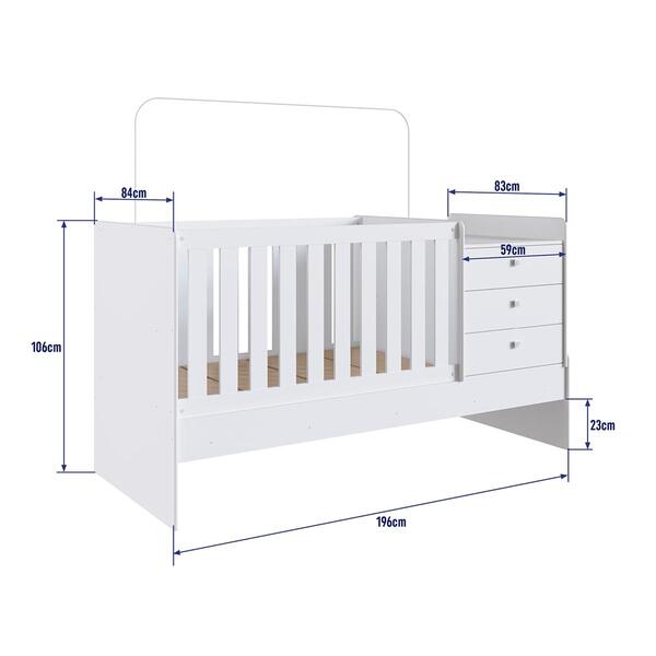 Berço Multifuncional Cama Com Cômoda Bb680 3 Gavetas Completa Móveis - Imagem 8