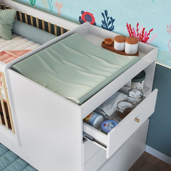 Berço Multifuncional Com Cama Auxiliar 3 Gavetas Branco - Imagem 4