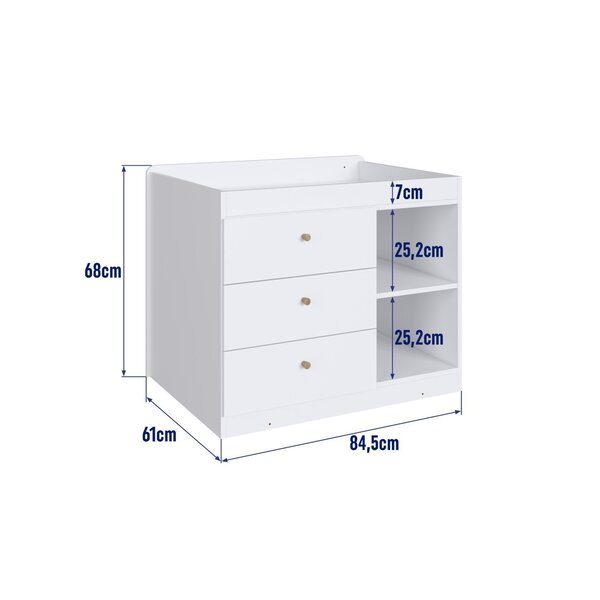 Berço Multifuncional Com Cama Auxiliar 3 Gavetas Branco - Imagem 6