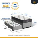 Cama Box + Colchão Ortobom De Espuma D33 Airtech 100 + Auxiliar De Espuma Unique Solteiro 88 cm - Imagem 4