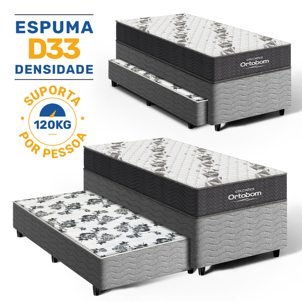 Cama Box + Colchão Ortobom De Espuma D33 Airtech 100 + Auxiliar De Espuma Unique Solteiro 88 cm - Imagem 7