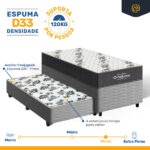 Cama Box + Colchão Ortobom De Espuma D33 Airtech 100 + Auxiliar De Espuma Unique Solteiro 88 cm - Imagem 8