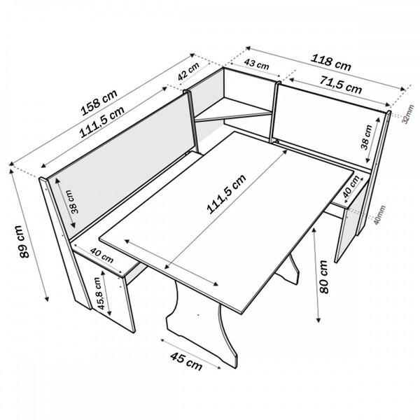 Canto Alemão Mel/veludo Cinza 26298 - Viero Móveis - Imagem 3