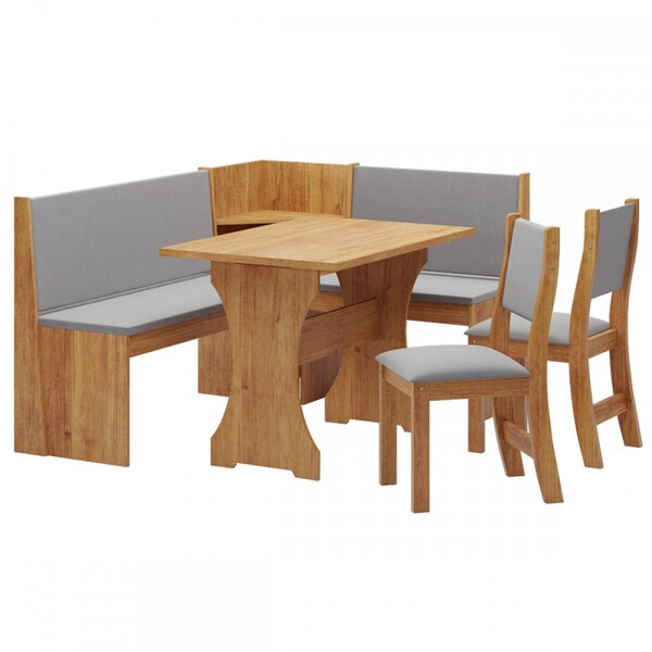 Canto Alemão Mel/veludo Cinza 26298 - Viero Móveis - Imagem 4