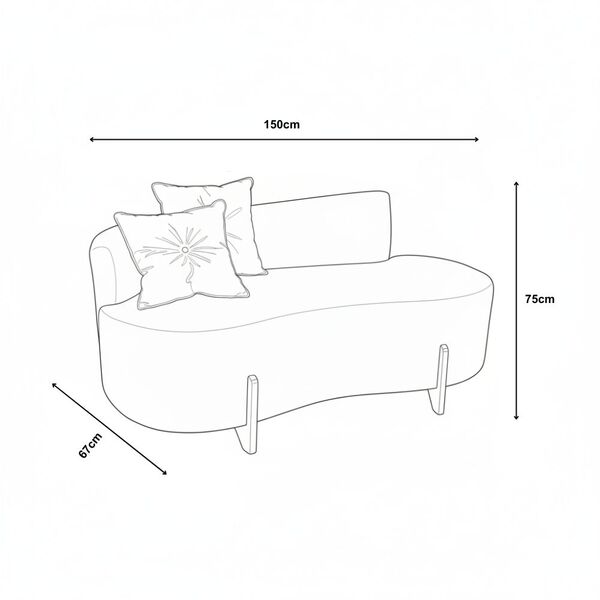 Conjunto 2 Poltronas + Sofá Curvo Orgânico Luna Boucle Off White Pés De Madeira - Montanaris Decor - Imagem 6