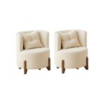 Conjunto 2 Poltronas + Sofá Curvo Orgânico Luna Boucle Off White Pés De Madeira - Montanaris Decor - Imagem 10