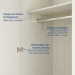 Conjunto Cama Casal, Guarda-roupa 6 Portas 2 Mesas De Cabeceira Ananda Cabecasa Madeiraoriginals Off White/mel - Imagem 3