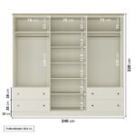 Conjunto Cama Casal, Guarda-roupa 6 Portas 2 Mesas De Cabeceira Ananda Cabecasa Madeiraoriginals Off White/mel - Imagem 9