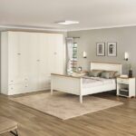 Conjunto Cama Casal, Guarda-roupa 6 Portas 2 Mesas De Cabeceira Ananda Cabecasa Madeiraoriginals Off White/mel