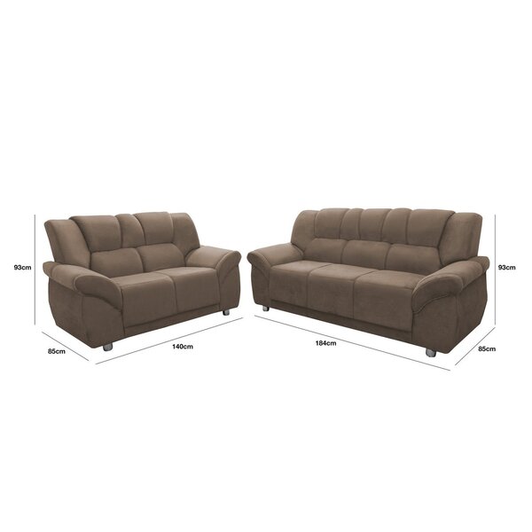 Conjunto Estofado 2 E 3 Lugares Cordoba Bege - Imagem 4