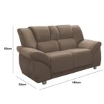 Conjunto Estofado 2 E 3 Lugares Cordoba Bege - Imagem 2