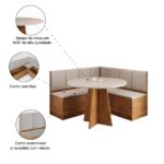 Conjunto Sala De Jantar Canto Alemão Com Baú Liebe Com Mesa Fin Veludo Viero - Imagem 3