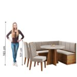 Conjunto Sala De Jantar Canto Alemão Com Baú Liebe Com Mesa Fin E 2 Cadeiras Bele Veludo Viero - Imagem 2