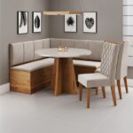 Conjunto Sala De Jantar Canto Alemão Com Baú Liebe Com Mesa Fin E 2 Cadeiras Bele Veludo Viero - Imagem 6