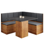 Conjunto Sala De Jantar Canto Alemão Com Baú Liebe Com Mesa Lord Veludo Viero