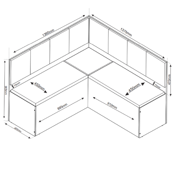 Conjunto Sala De Jantar Canto Alemão Com Baú Liebe Com Mesa Lord Veludo Viero - Imagem 5
