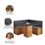 Conjunto Sala De Jantar Canto Alemão Com Baú Liebe Com Mesa Lord Veludo Viero - Imagem 3