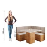 Conjunto Sala De Jantar Canto Alemão Com Baú Liebe Com Mesa Lord Veludo Viero - Imagem 2