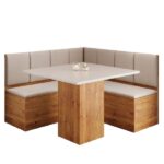 Conjunto Sala De Jantar Canto Alemão Com Baú Liebe Com Mesa Lord Veludo Viero