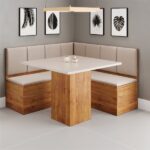 Conjunto Sala De Jantar Canto Alemão Com Baú Liebe Com Mesa Lord Veludo Viero - Imagem 6