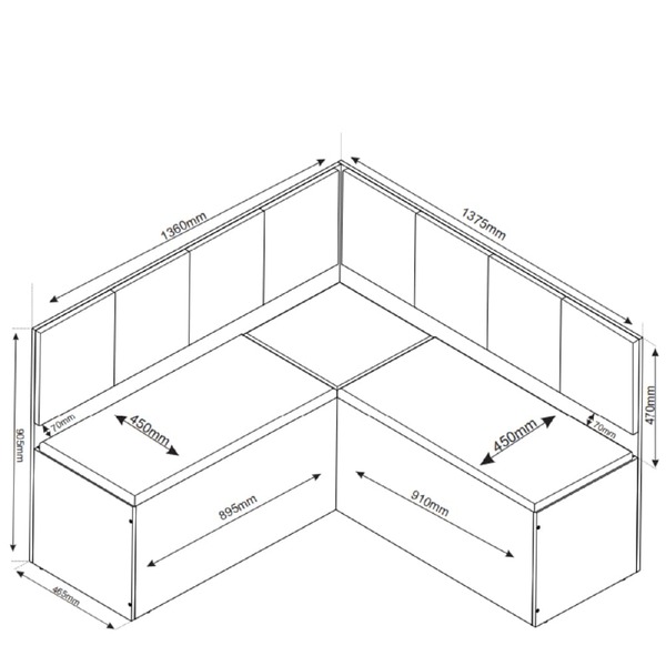 Conjunto Sala De Jantar Canto Alemão Com Baú Liebe Com Mesa Lord E 2 Cadeiras Bele Veludo Viero - Imagem 5