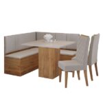 Conjunto Sala De Jantar Canto Alemão Com Baú Liebe Com Mesa Lord E 2 Cadeiras Bele Veludo Viero
